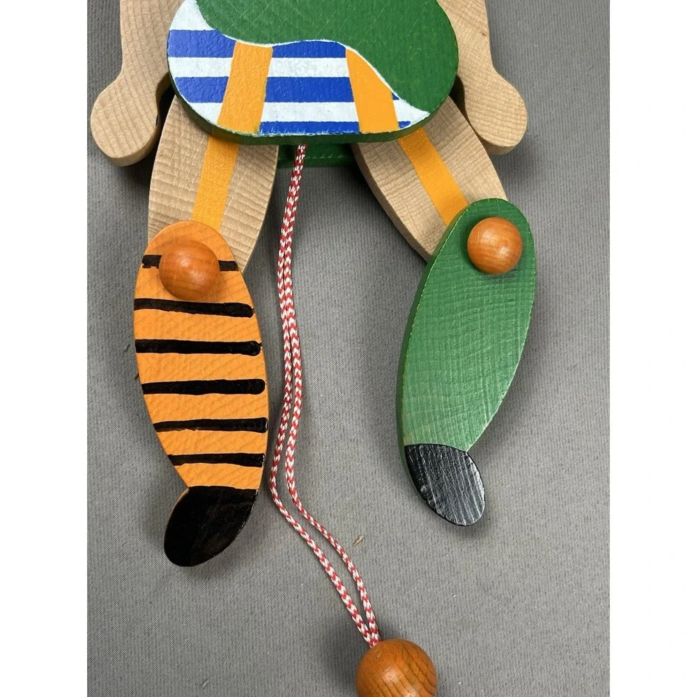 Vtg Original M Gschnitzer Austria Pippi Longstocking Ginger Wood Pull String Toy